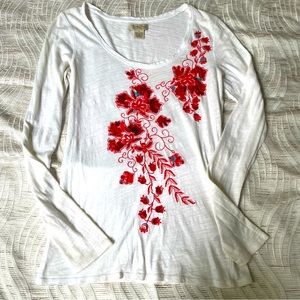 Long Sleeved Lucky Brand T Embroidered Shirt, Small